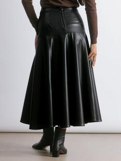 Albaray Faux Leather Basque Skirt, Black - view 2, Black