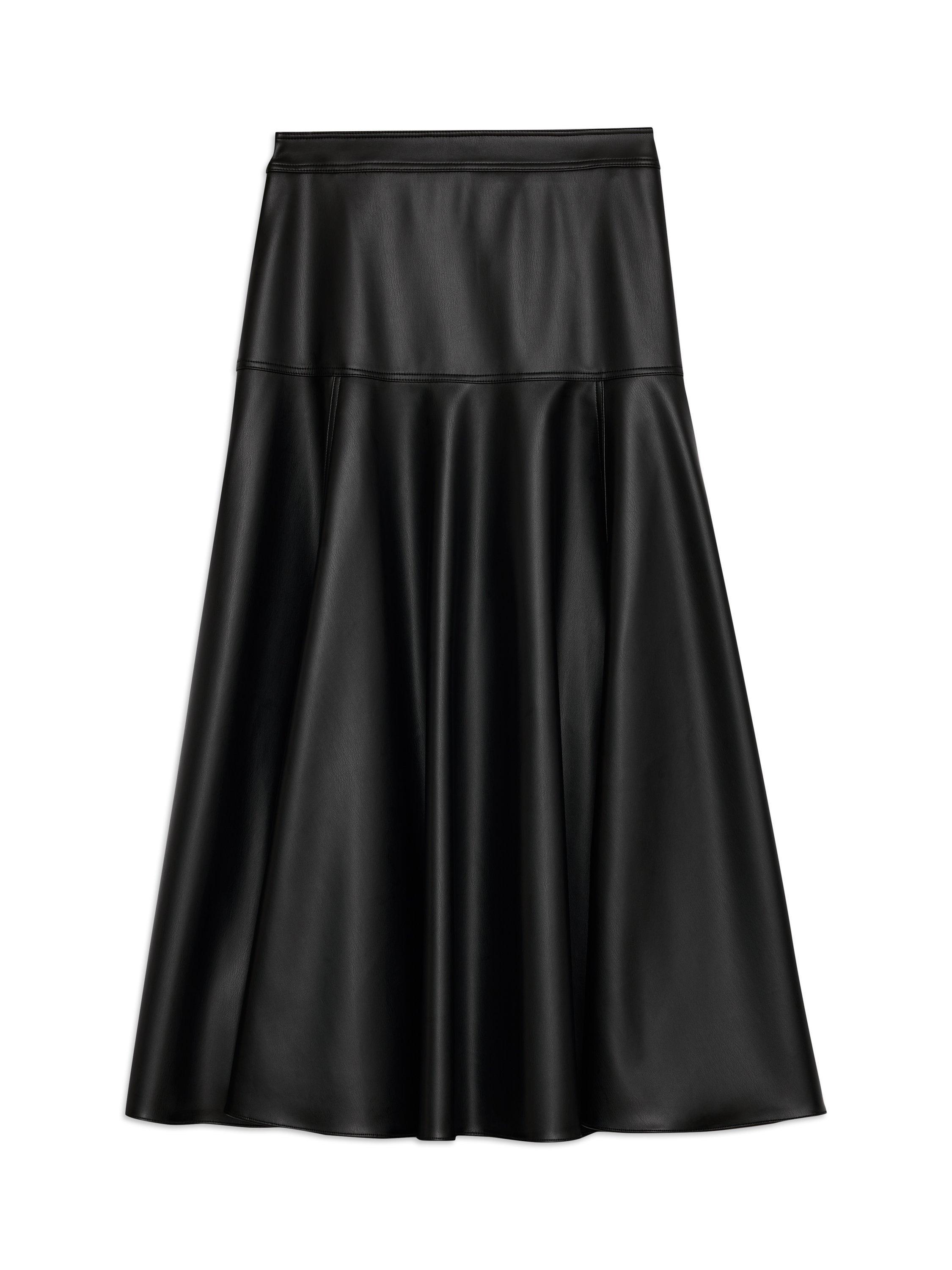 Product image 5 of 7, which shows Albaray Faux Leather Basque Skirt, Black, 8