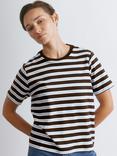 Albaray Crew Neck Stripe T-Shirt, Chocolate/Multi