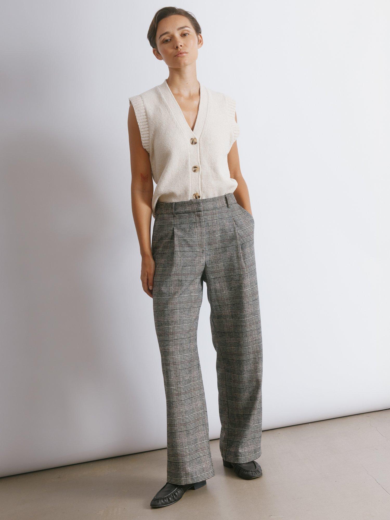 Product image 1 of 5, which shows Albaray Check Tailored Trousers, Grey, 8