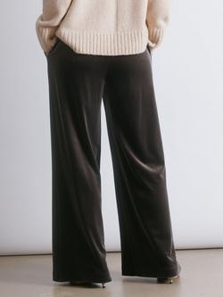 Albaray Velvet Wide Leg Trousers, Chocolate - view 2, Chocolate