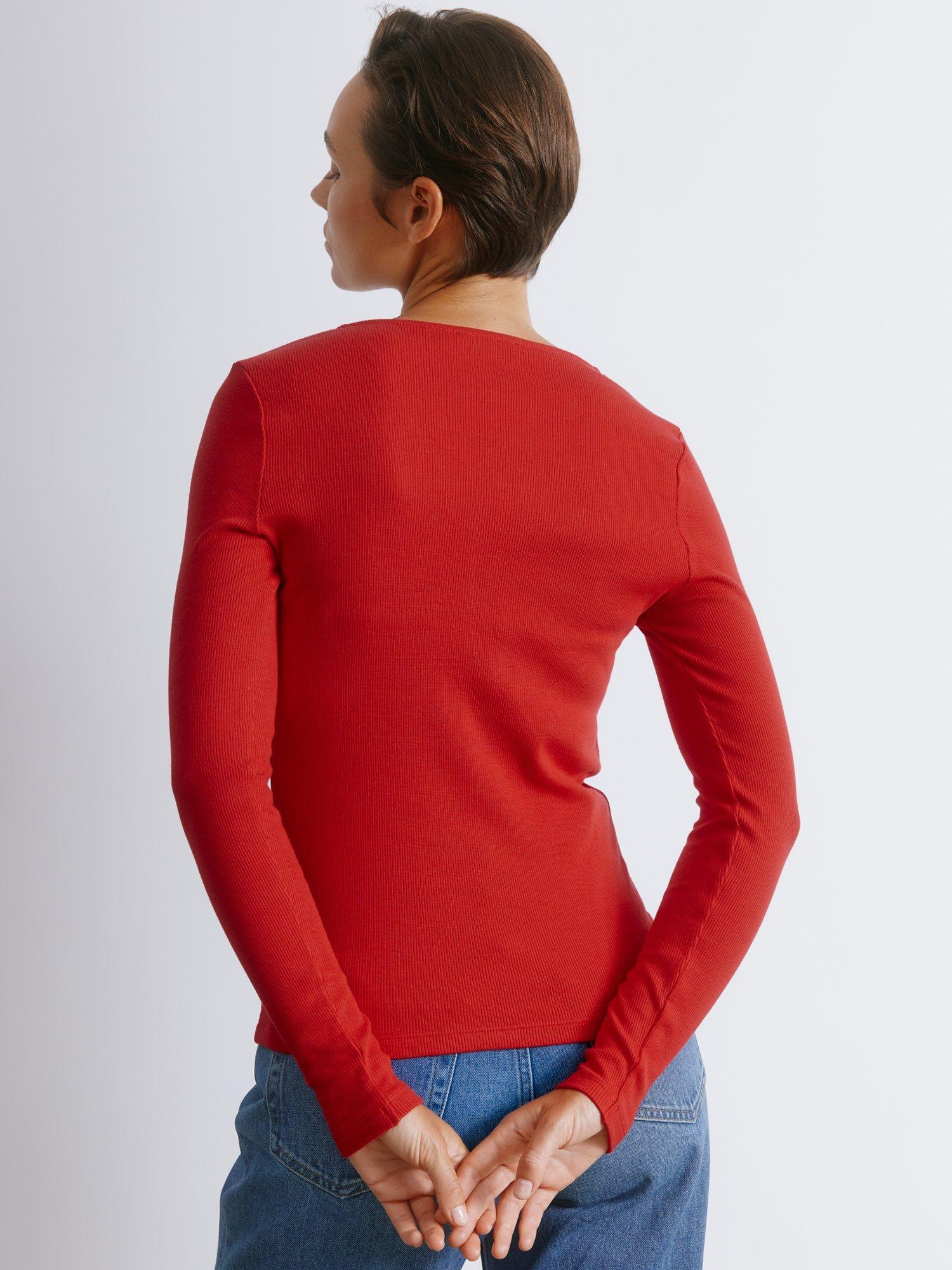 Product image 2 of 5, which shows Albaray Button Detail Ribbed Top, Red, 8