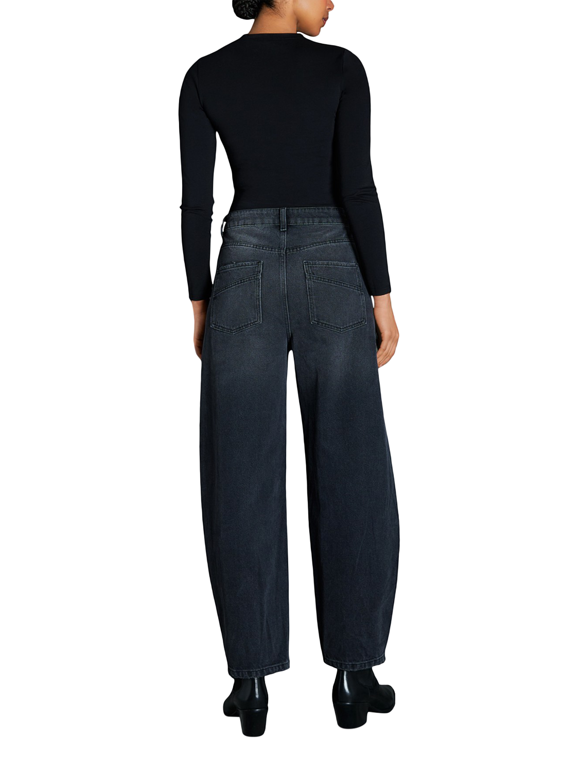 Product image 3 of 7, which shows EAST 42ND RIO Barrel Leg Jeans, Washed Black, W28/L30