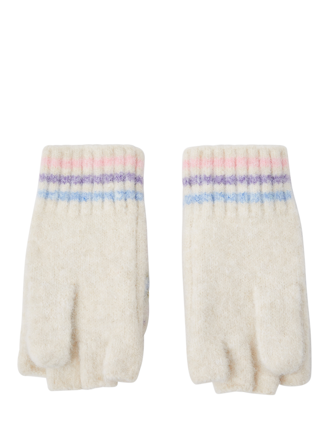 Product image 2 of 3, which shows Angels by Accessorize Kids' Wool Blend Fingerless Gloves, Multi, 6-8 years