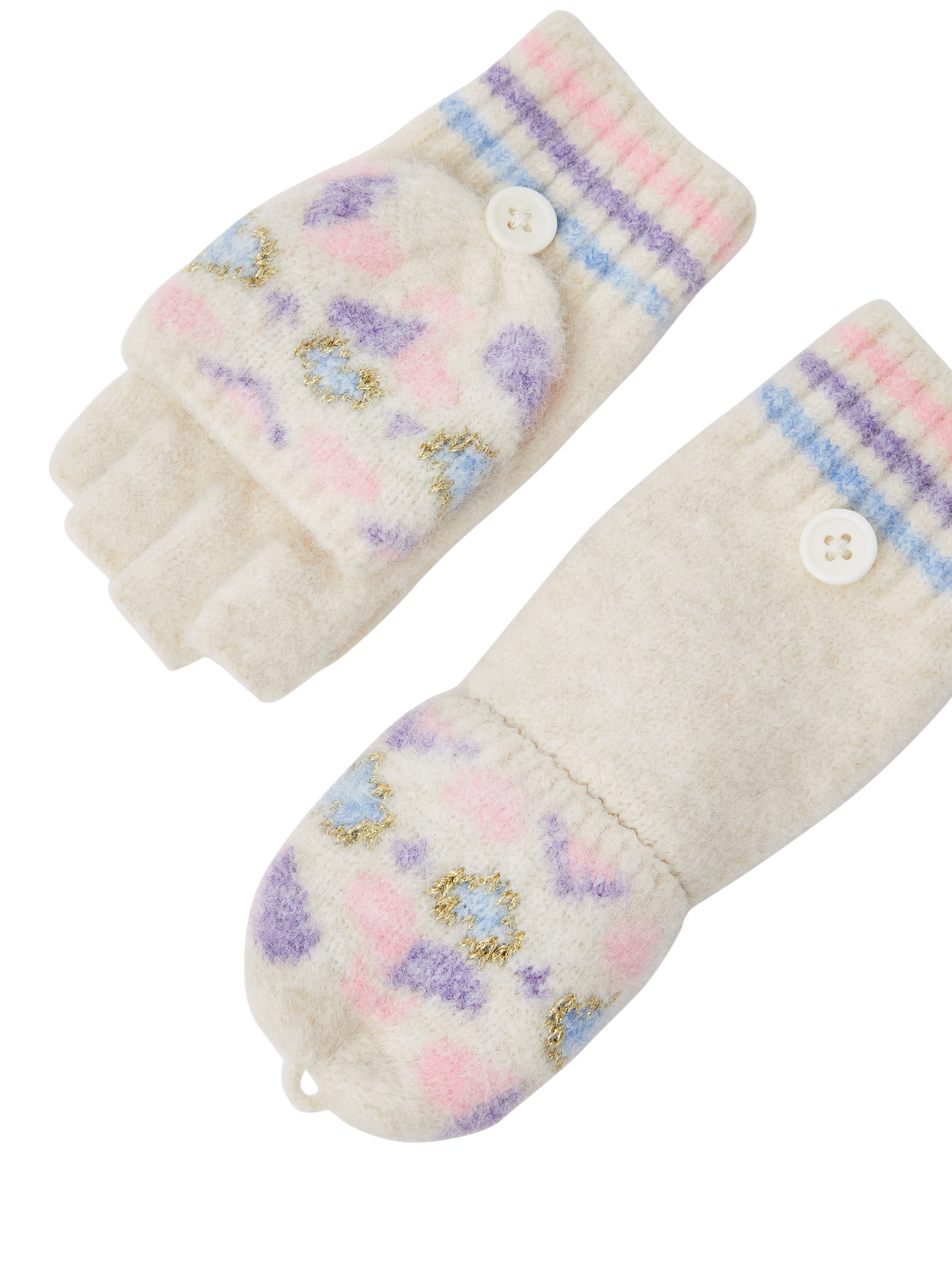 Product image 3 of 3, which shows Angels by Accessorize Kids' Wool Blend Fingerless Gloves, Multi, 6-8 years