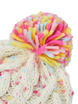 Angels by Accessorize Kids' Sprinkles Cable Knit Hat, Angels by Accessorize Kids' Sprinkles Cable Knit Hat, Ivory/Multi - view 2, Ivory/Multi