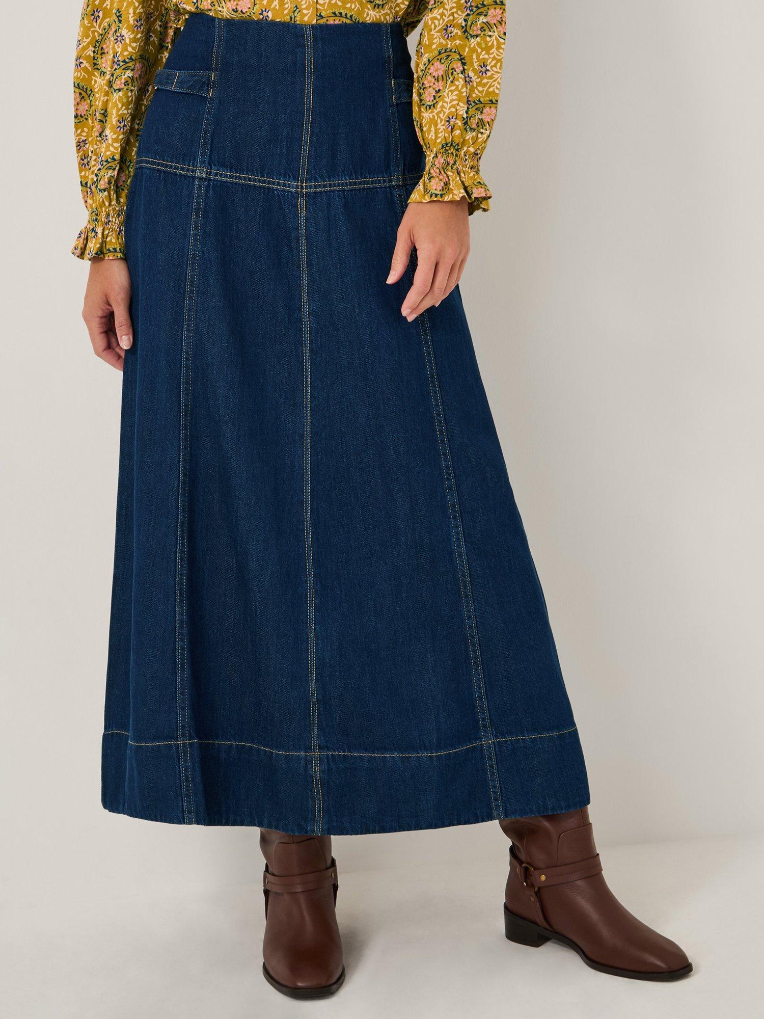 Monsoon Brooke Denim Skirt, Indigo