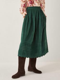 Monsoon Mina Corduroy Midi Skirt, Dark Green, Dark Green