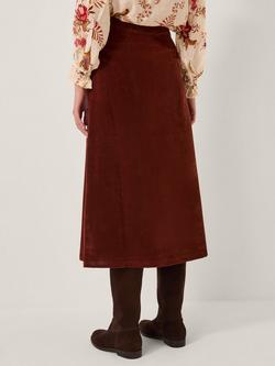 Monsoon Lana Suedette Midi Skirt, Burgundy - view 2, Burgundy