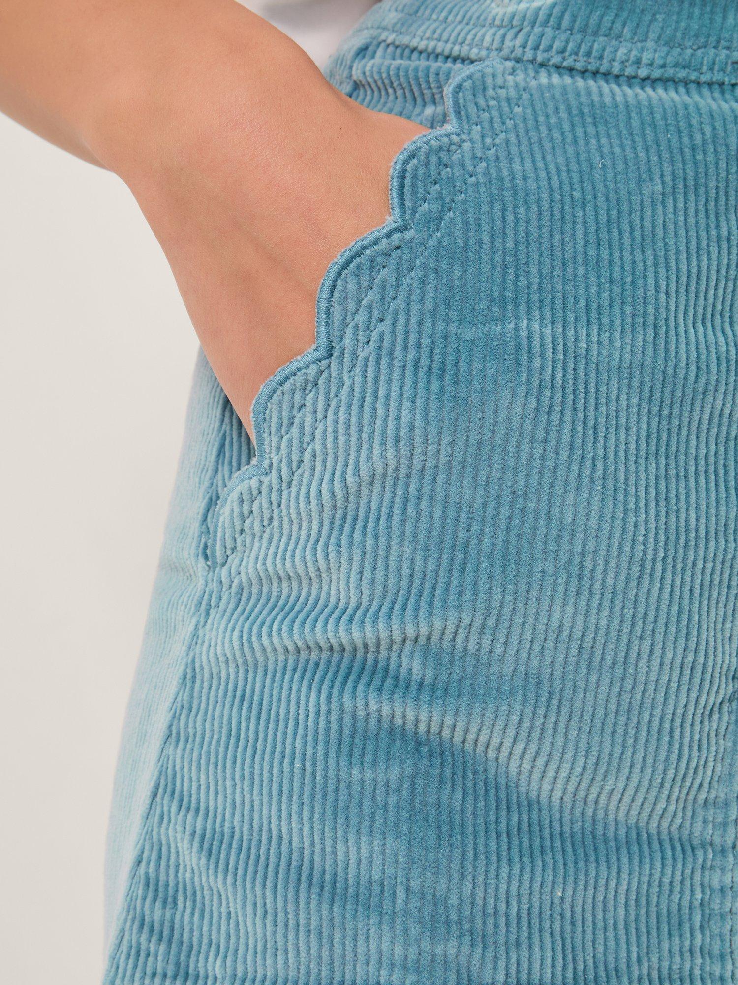 Product image 4 of 5, which shows Monsoon Malika Corduroy Midi Skirt, Pale Blue, 8