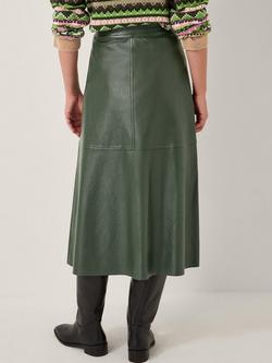 Monsoon Pippa Faux Leather Midi Skirt, Green - view 2, Green