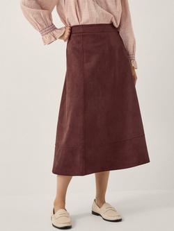 Monsoon Rowan Suedette A-Line Midi Skirt, Chocolate, Chocolate