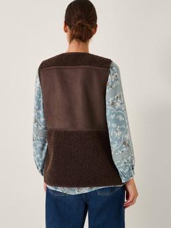 Monsoon Teri Borg Duffle Gilet, Chocolate - view 2, Chocolate