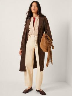 Monsoon Tove Suedette Trench Coat, Chocolate, Chocolate
