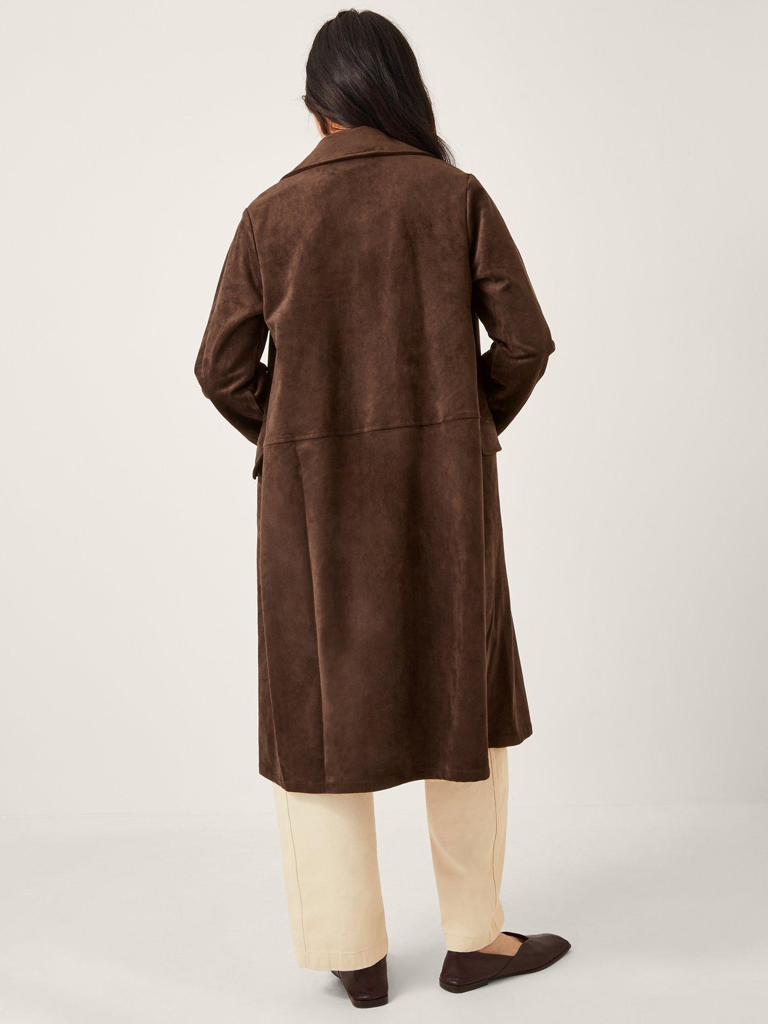 Product image 2 of 5, which shows Monsoon Tove Suedette Trench Coat, Chocolate, S