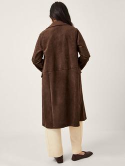 Monsoon Tove Suedette Trench Coat, Chocolate - view 2, Chocolate