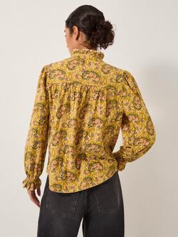 Monsoon Mabel Paisley Frill Shirt, Ochre - view 2, Ochre