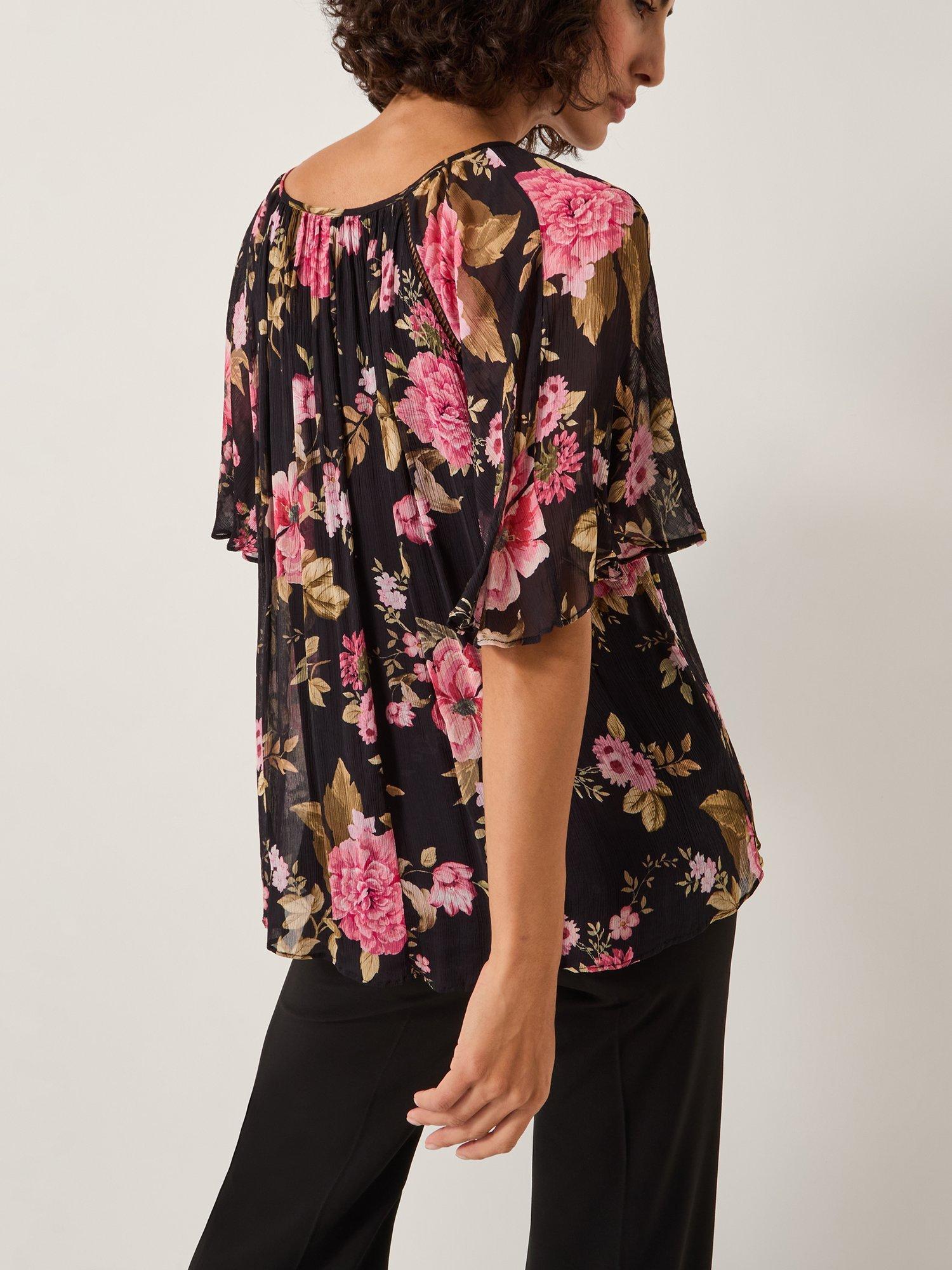 Product image 2 of 5, which shows Monsoon Mariel Floral Blouse, Black, S