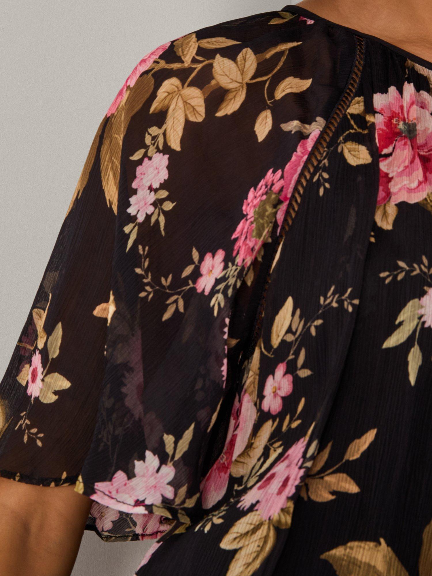 Product image 4 of 5, which shows Monsoon Mariel Floral Blouse, Black, S