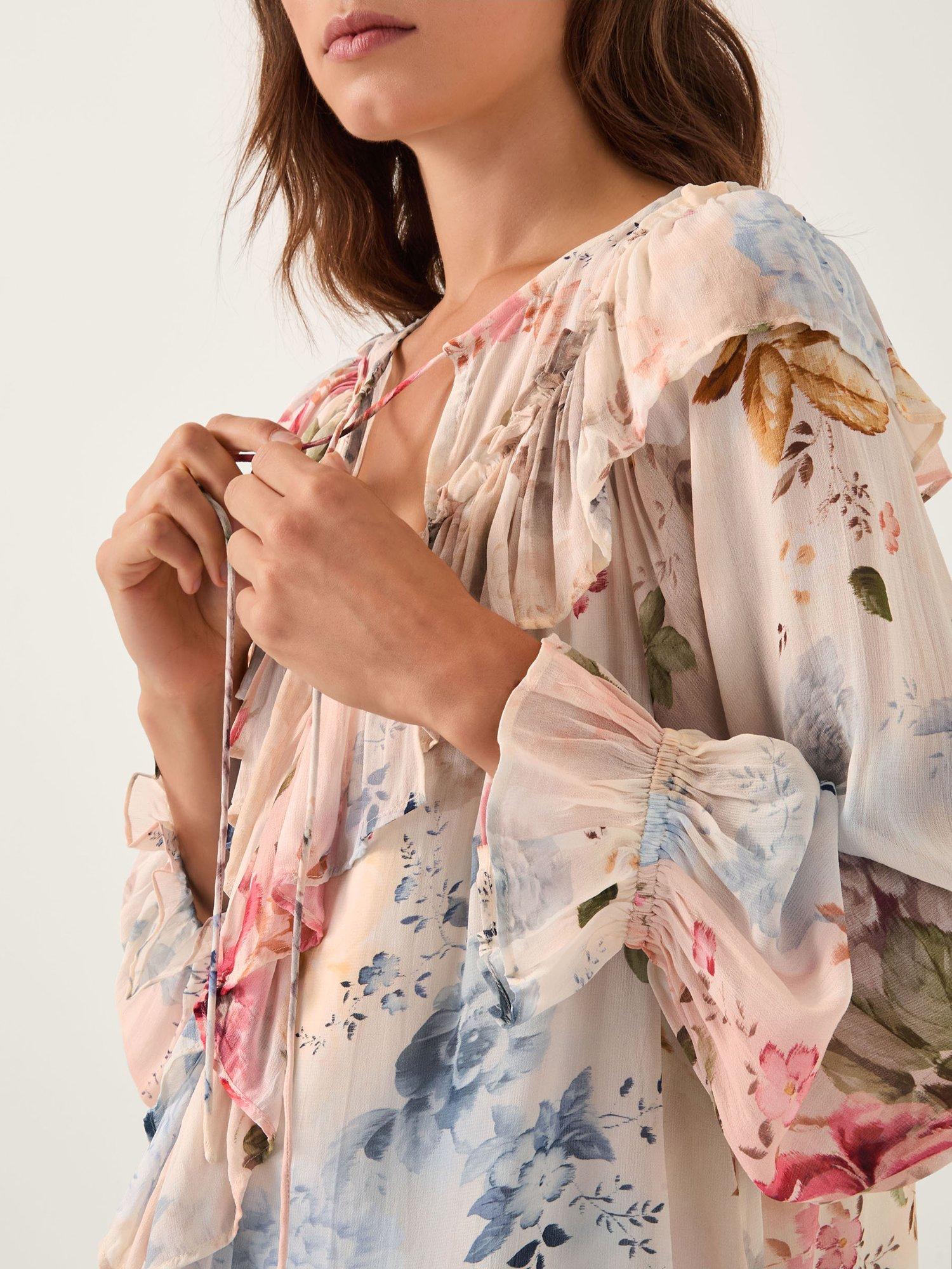 Product image 4 of 5, which shows Monsoon Sasha Floral Blouse, Cream, S