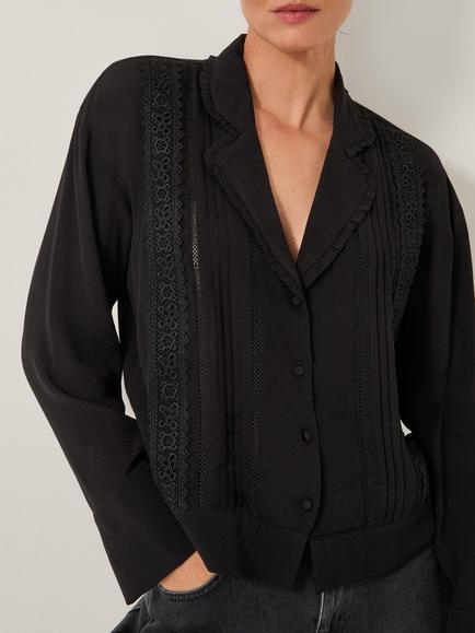 Monsoon Tamara Lace Blouse, Black, Black