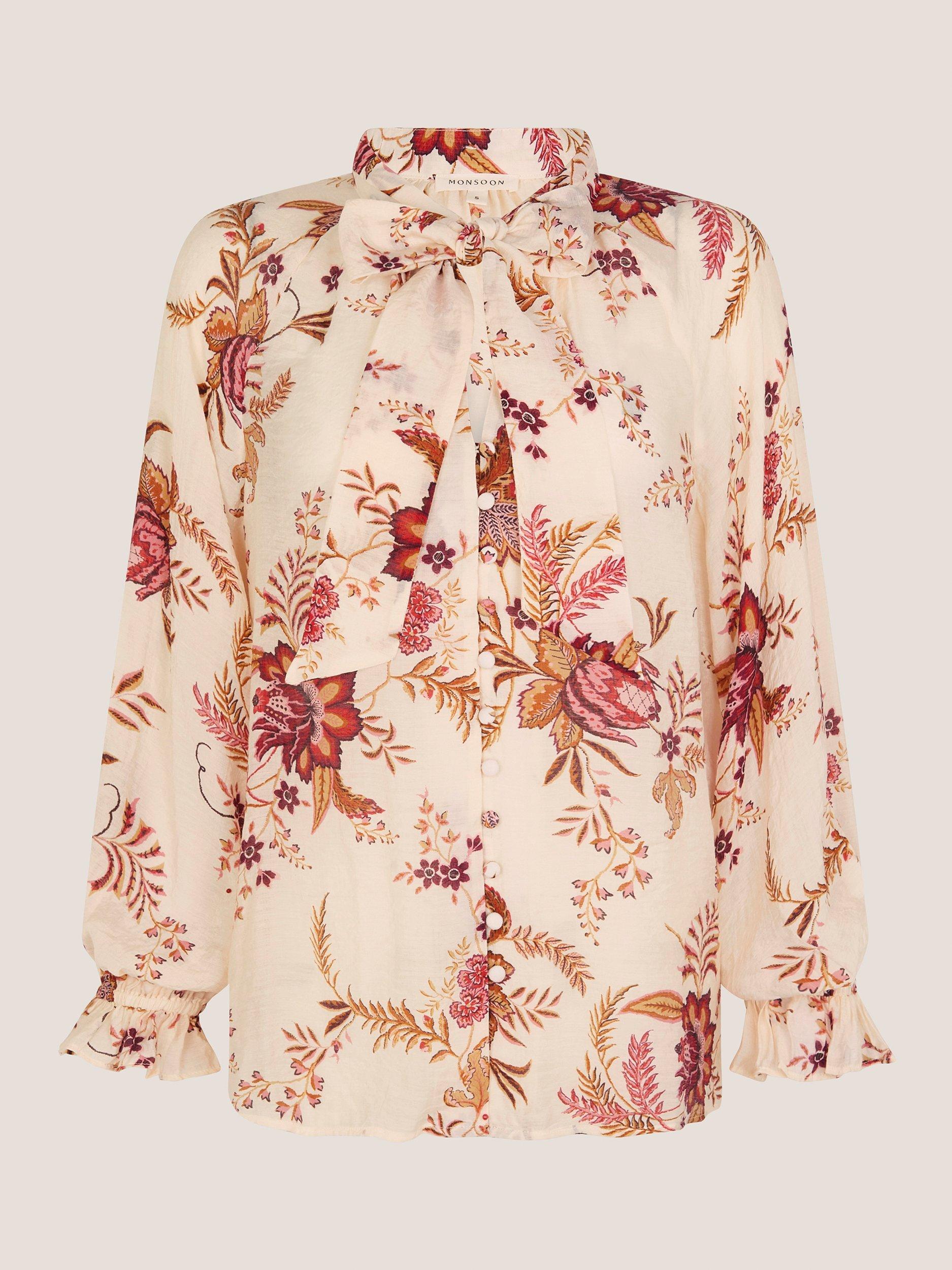 Product image 5 of 5, which shows Monsoon Yasmina Floral Print Blouse, Ivory, L