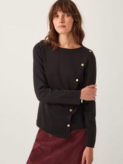Monsoon Bonnie Asymmetrical Button Jumper, Black, Black
