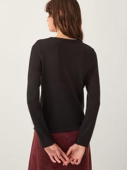 Monsoon Bonnie Asymmetrical Button Jumper, Black - view 2, Black