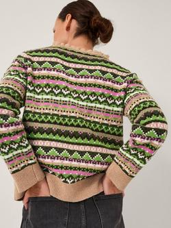 Monsoon Fira Fair Isle Jumper, Green - view 2, Green