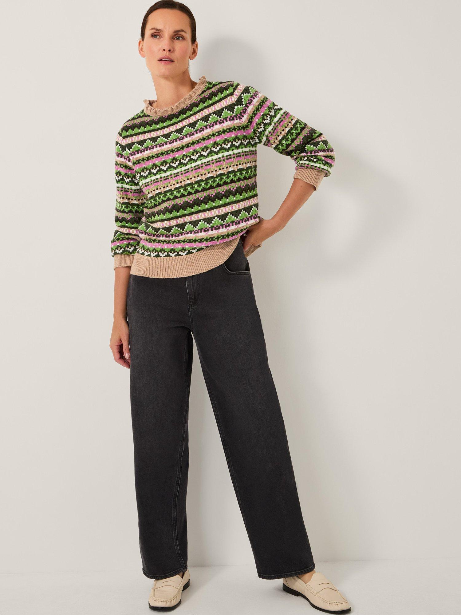 Product image 3 of 5, which shows Monsoon Fira Fair Isle Jumper, Green, S