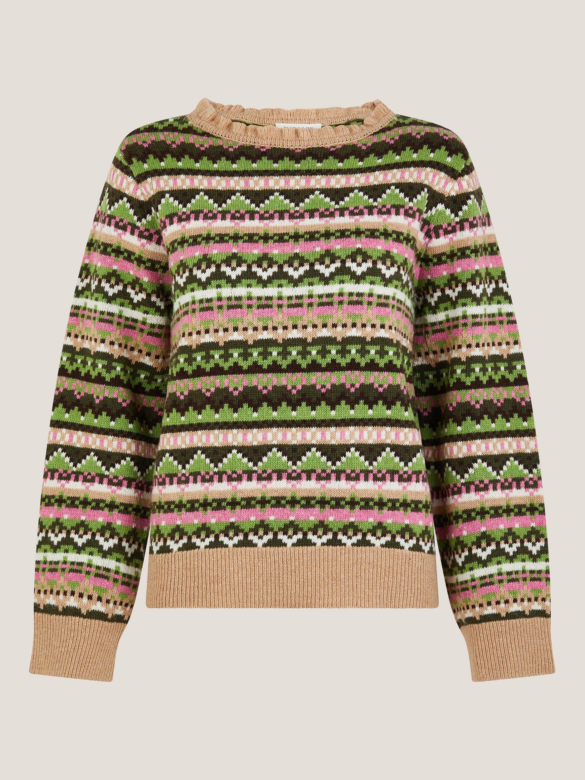Product image 5 of 5, which shows Monsoon Fira Fair Isle Jumper, Green, S