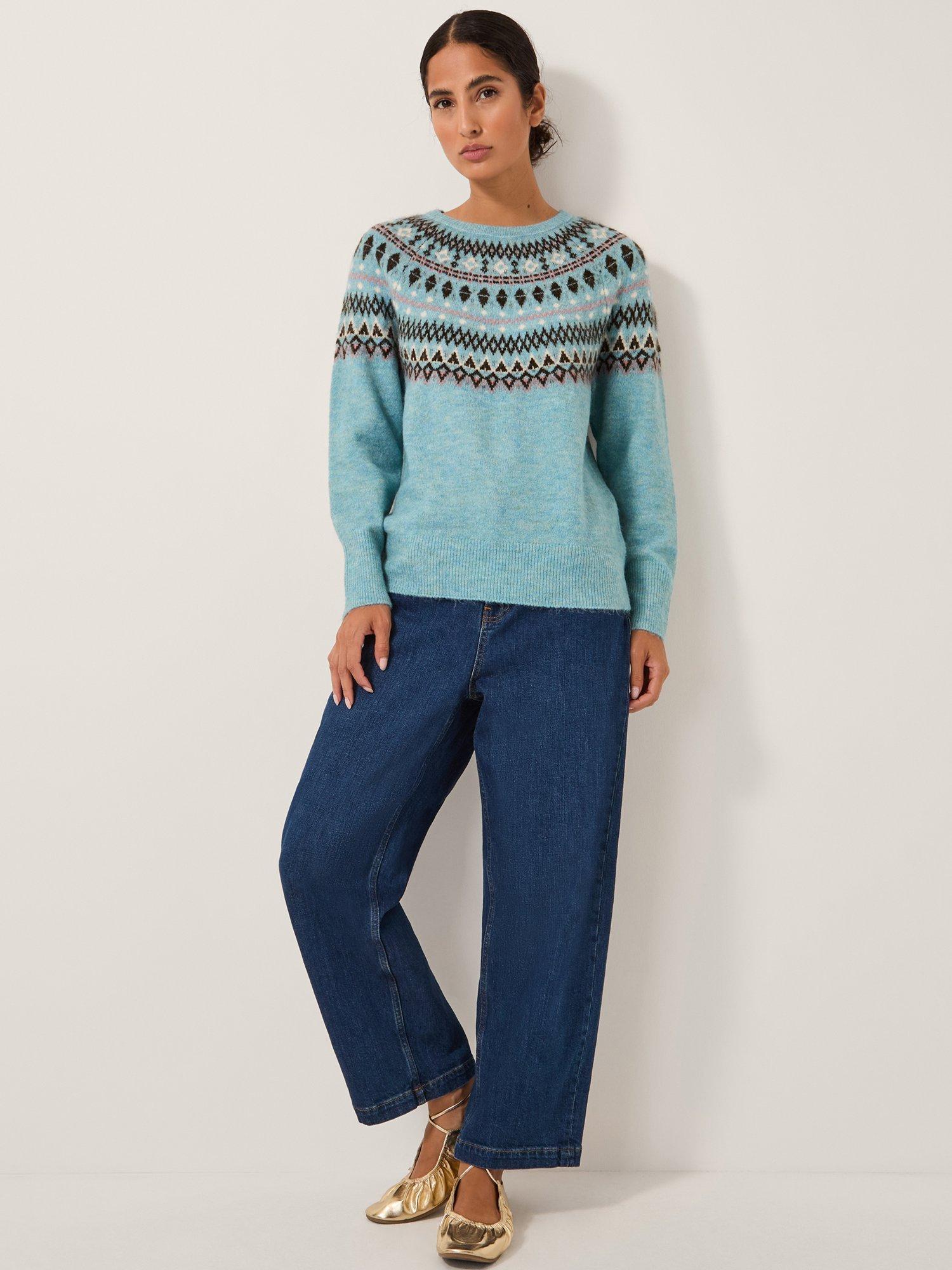 Product image 3 of 5, which shows Monsoon Fran Fair Isle Jumper, Blue, S