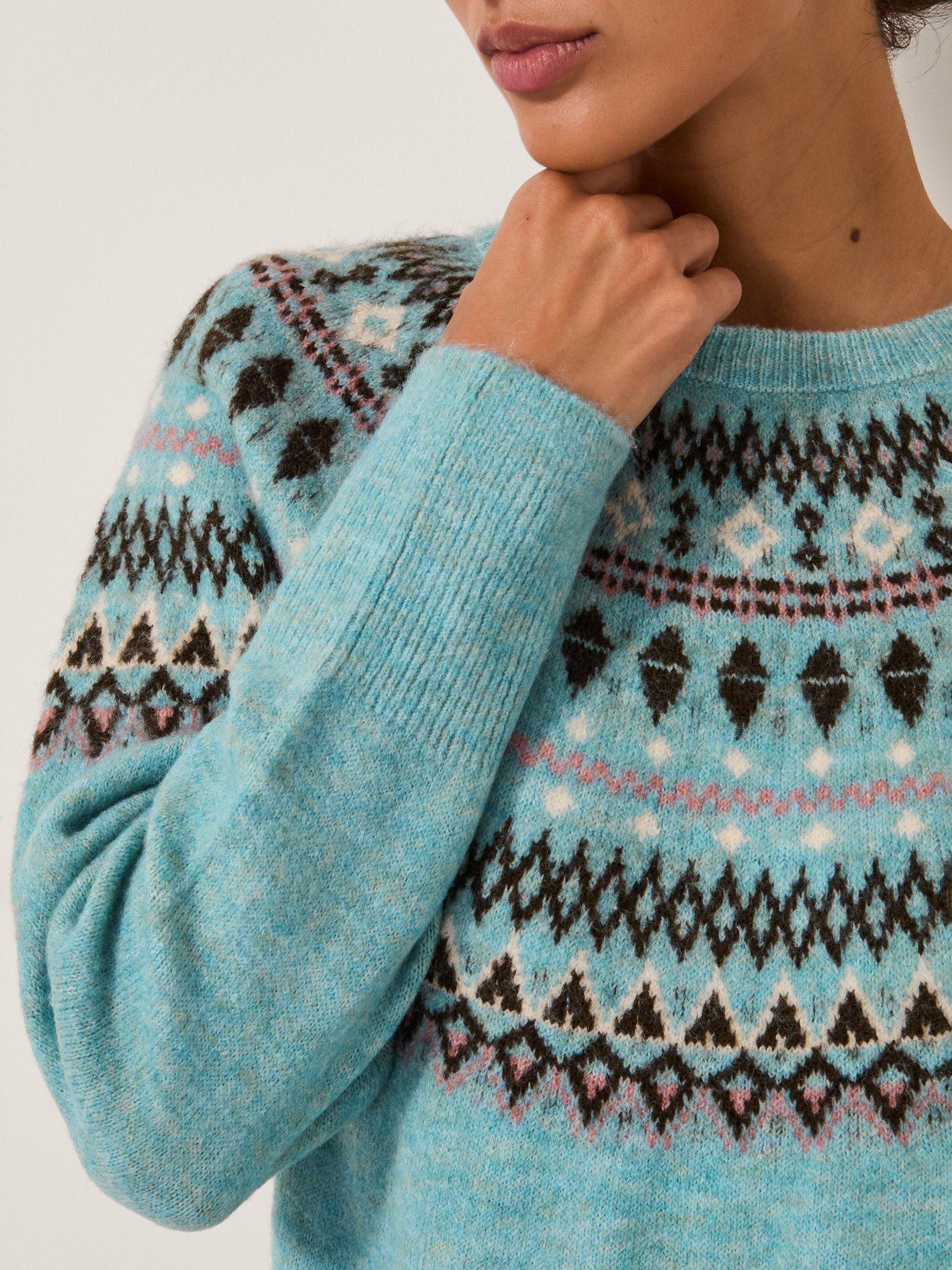 Product image 4 of 5, which shows Monsoon Fran Fair Isle Jumper, Blue, S
