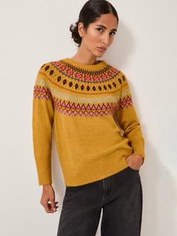 Monsoon Fran Fair Isle Jumper, Ochre