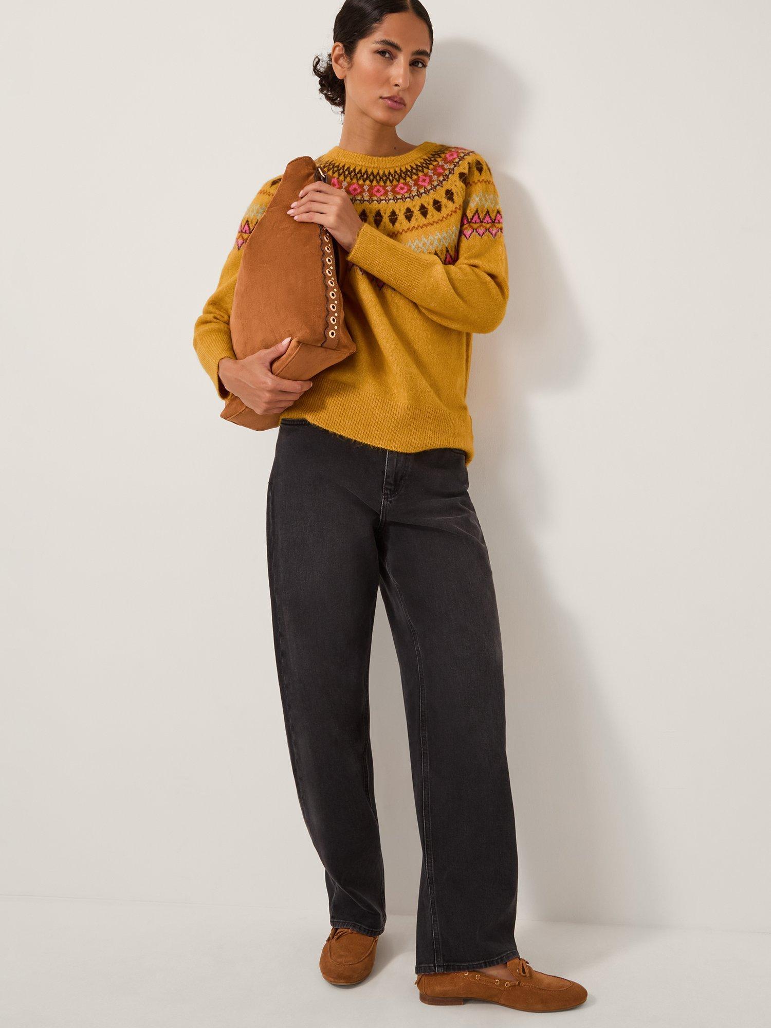 Product image 3 of 5, which shows Monsoon Fran Fair Isle Jumper, Ochre, L