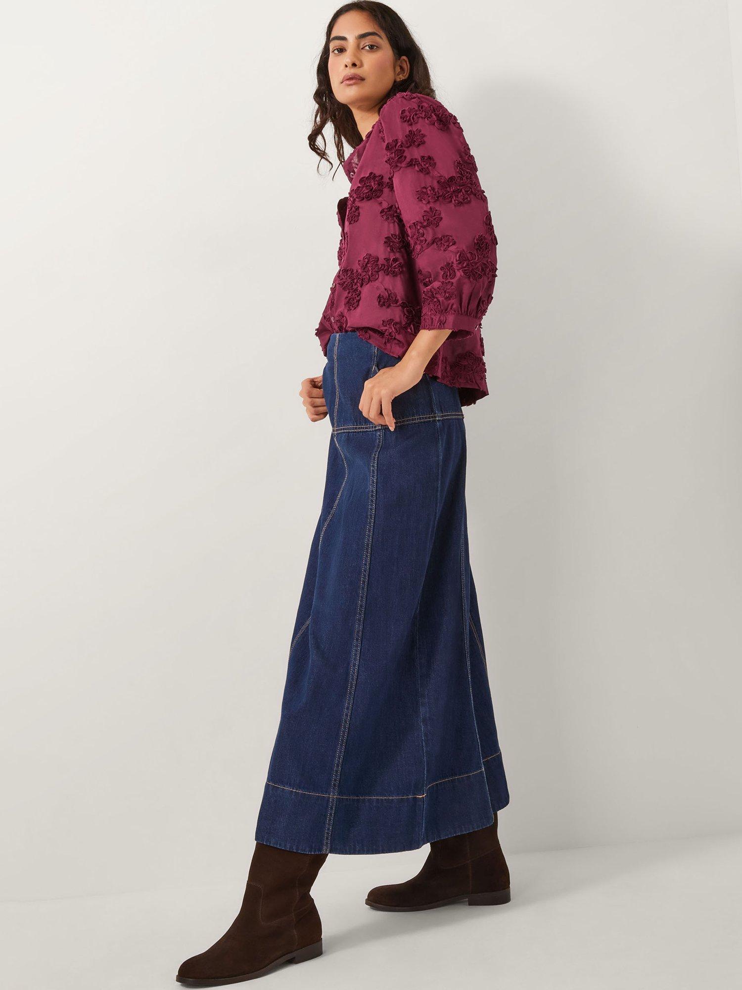 Product image 3 of 5, which shows Monsoon Blair Floral Appliqué Blouse, Cherry, XXL