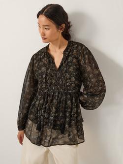 Monsoon Clara Floral Top, Black, Black