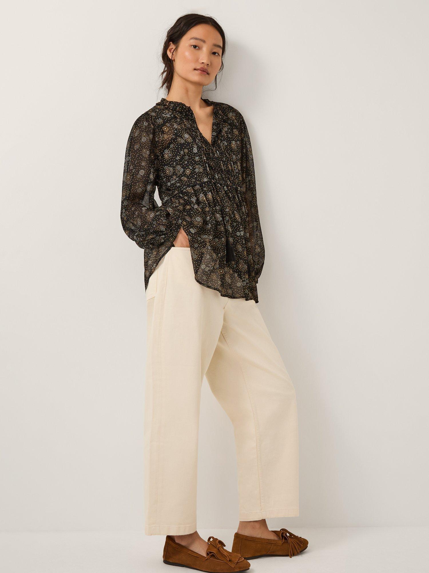 Product image 3 of 5, which shows Monsoon Clara Floral Top, Black, S