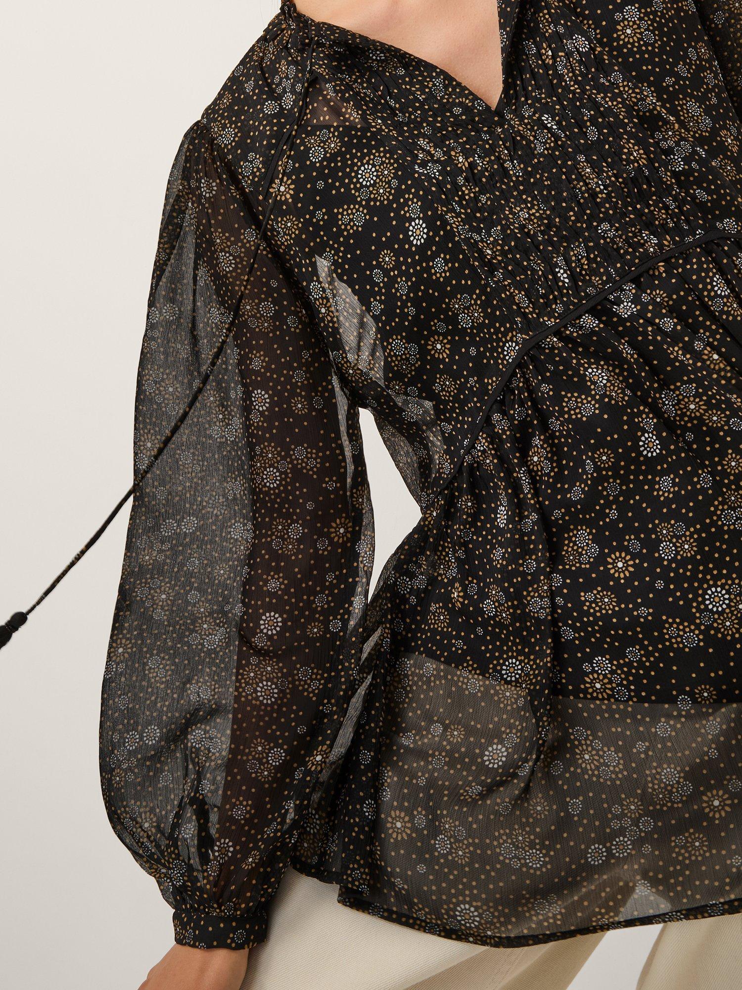 Product image 4 of 5, which shows Monsoon Clara Floral Top, Black, S