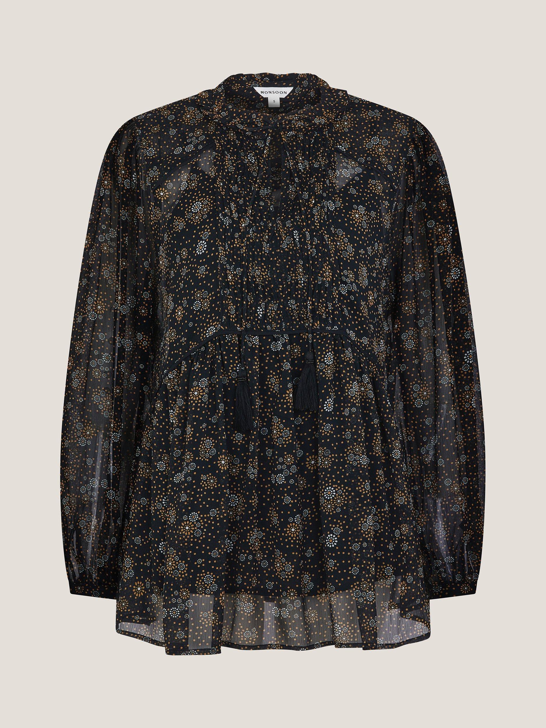 Product image 5 of 5, which shows Monsoon Clara Floral Top, Black, S