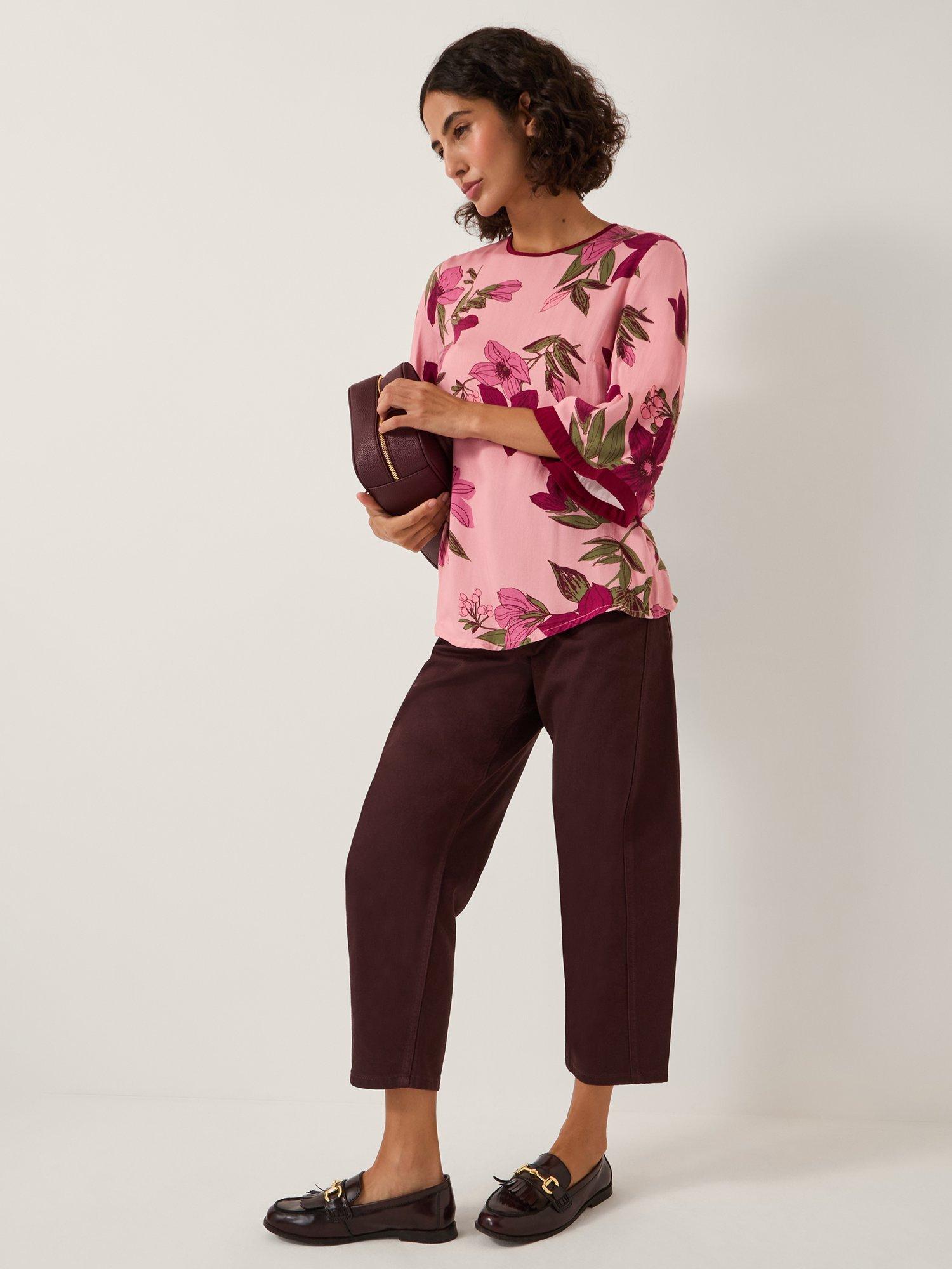 Product image 3 of 5, which shows Monsoon Clemmie Floral Print Top, Pink, 8