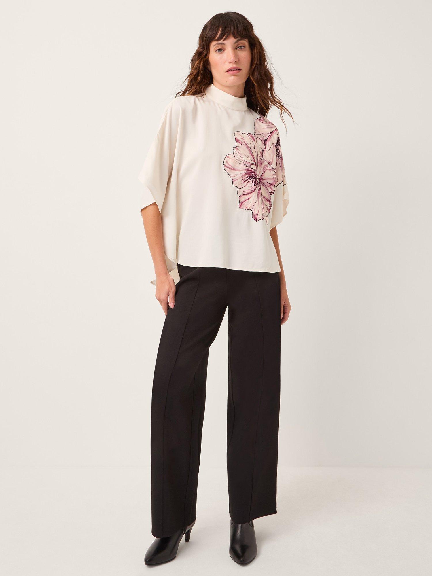 Product image 3 of 5, which shows Monsoon Emilia Flower Cape Top, Cream, S