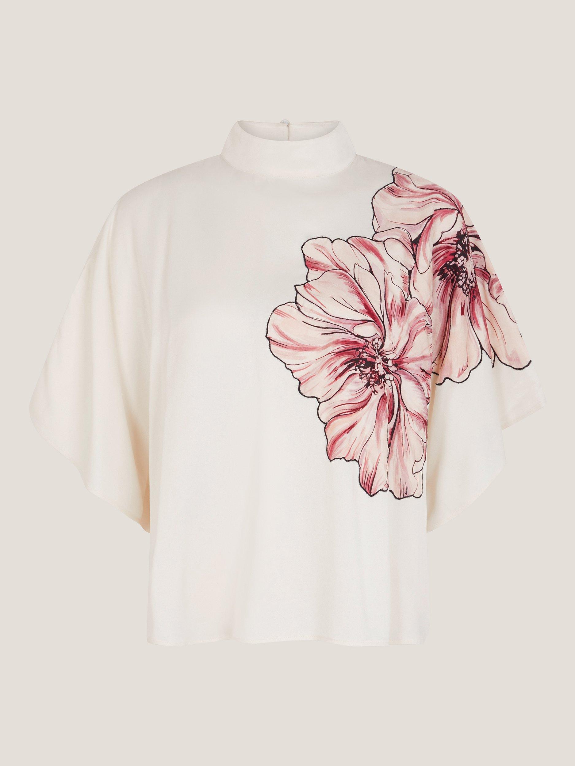 Product image 5 of 5, which shows Monsoon Emilia Flower Cape Top, Cream, S