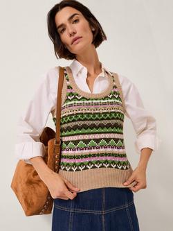 Monsoon Fira Fair Isle Knitted Tank Top, Green, Green