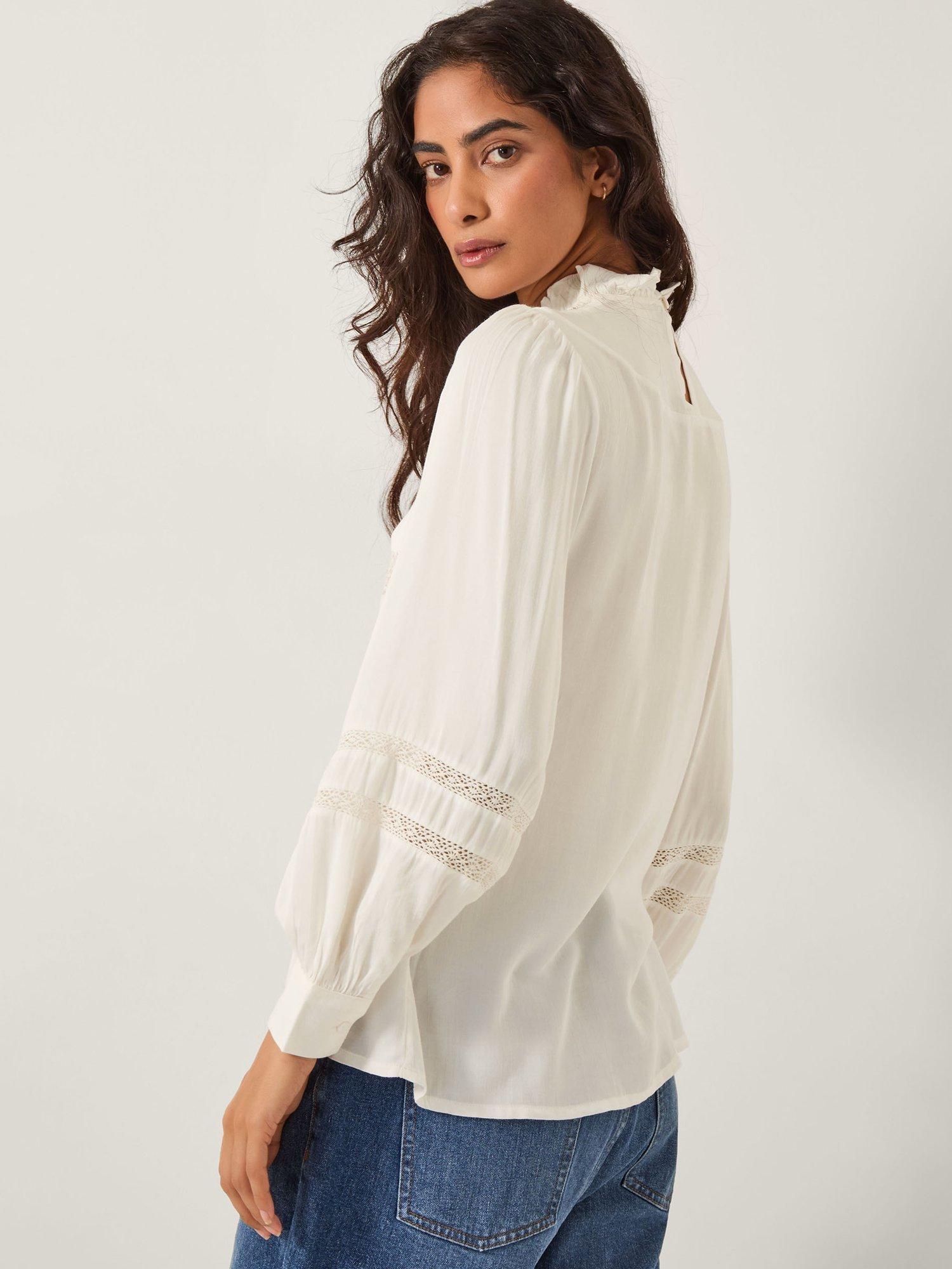 Product image 2 of 5, which shows Monsoon Lila Lace Top containing LENZING™ ECOVERO™ Viscose, Ivory, 8