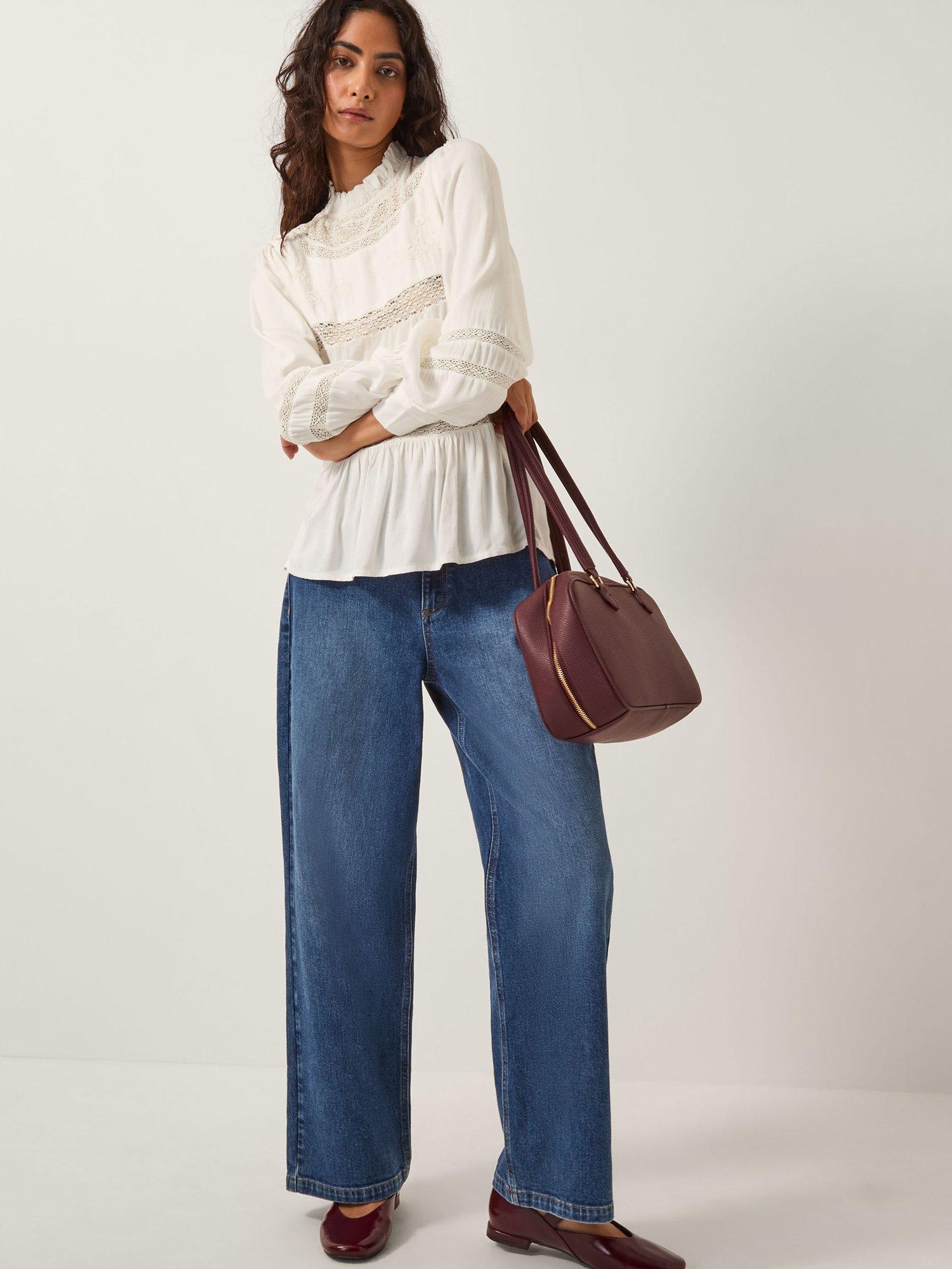 Product image 3 of 5, which shows Monsoon Lila Lace Top containing LENZING™ ECOVERO™ Viscose, Ivory, 8