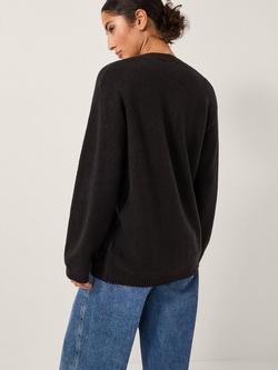 Monsoon Bella Braid Pocket Cardigan, Black - view 2, Black