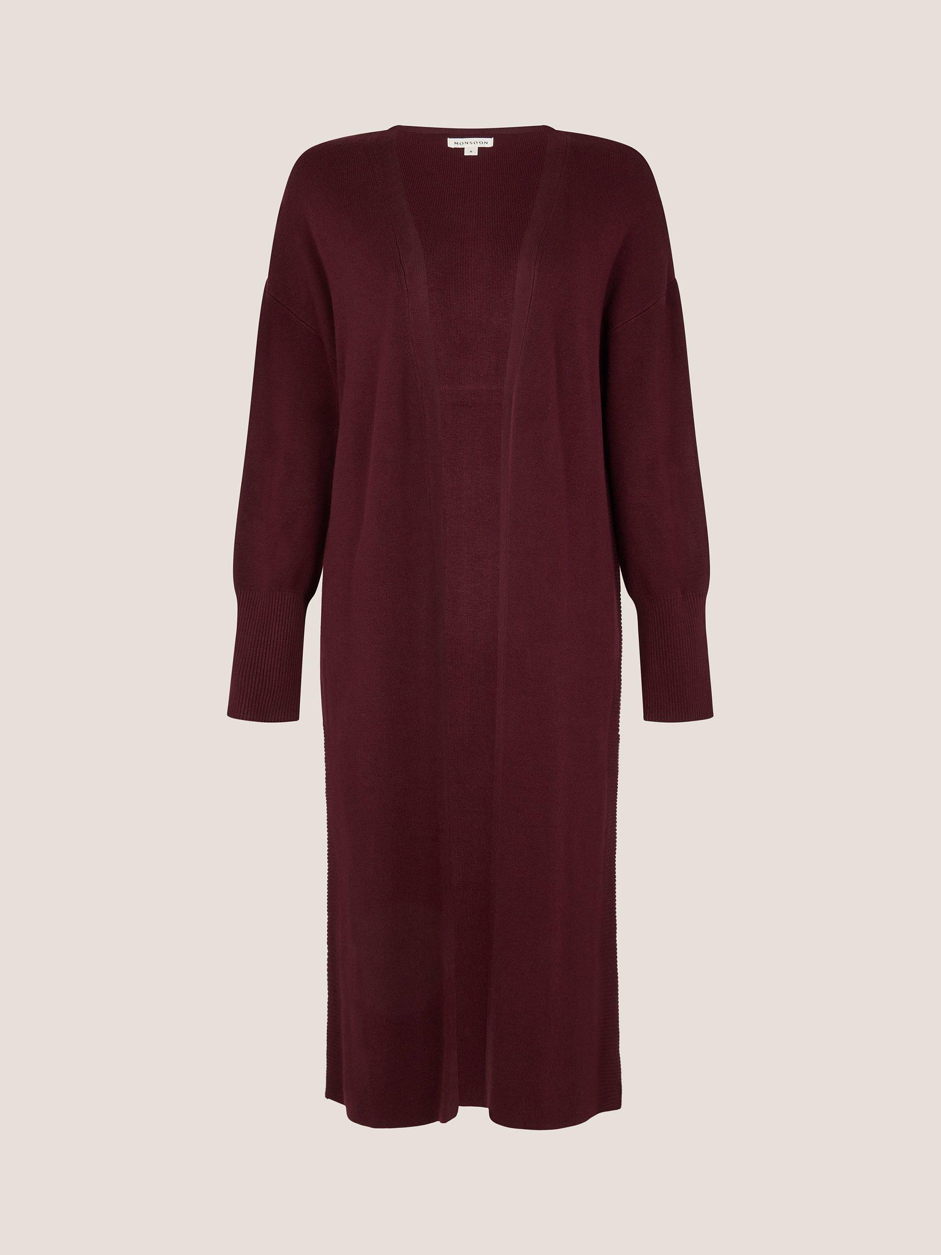 Product image 5 of 5, which shows Monsoon Mel Longline Cardigan, Berry, M