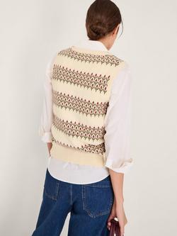 Monsoon Ella Floral Knitted Vest, Ivory - view 2, Ivory