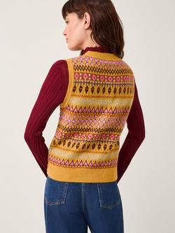 Monsoon Fleur Knitted Vest, Ochre - view 2, Ochre